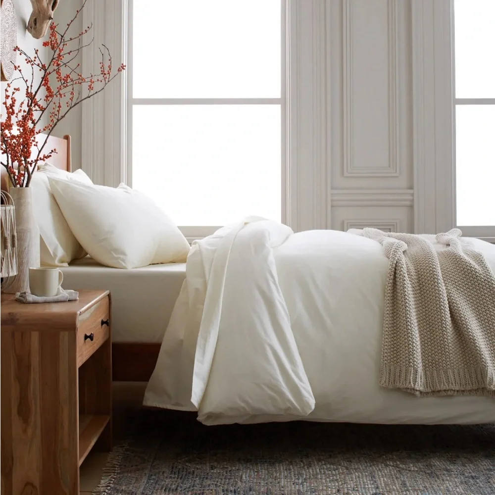 QUINCE Organic Brushed Cotton Duvet Cover Full Queen Ivory